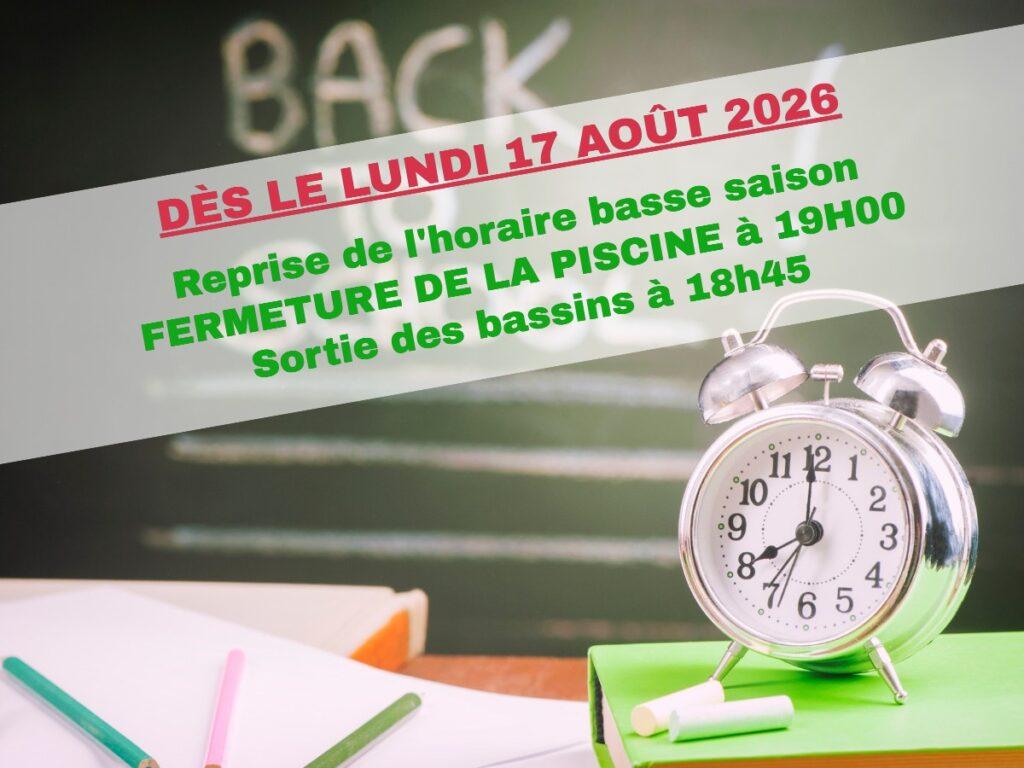 Horaire basse saison 2026